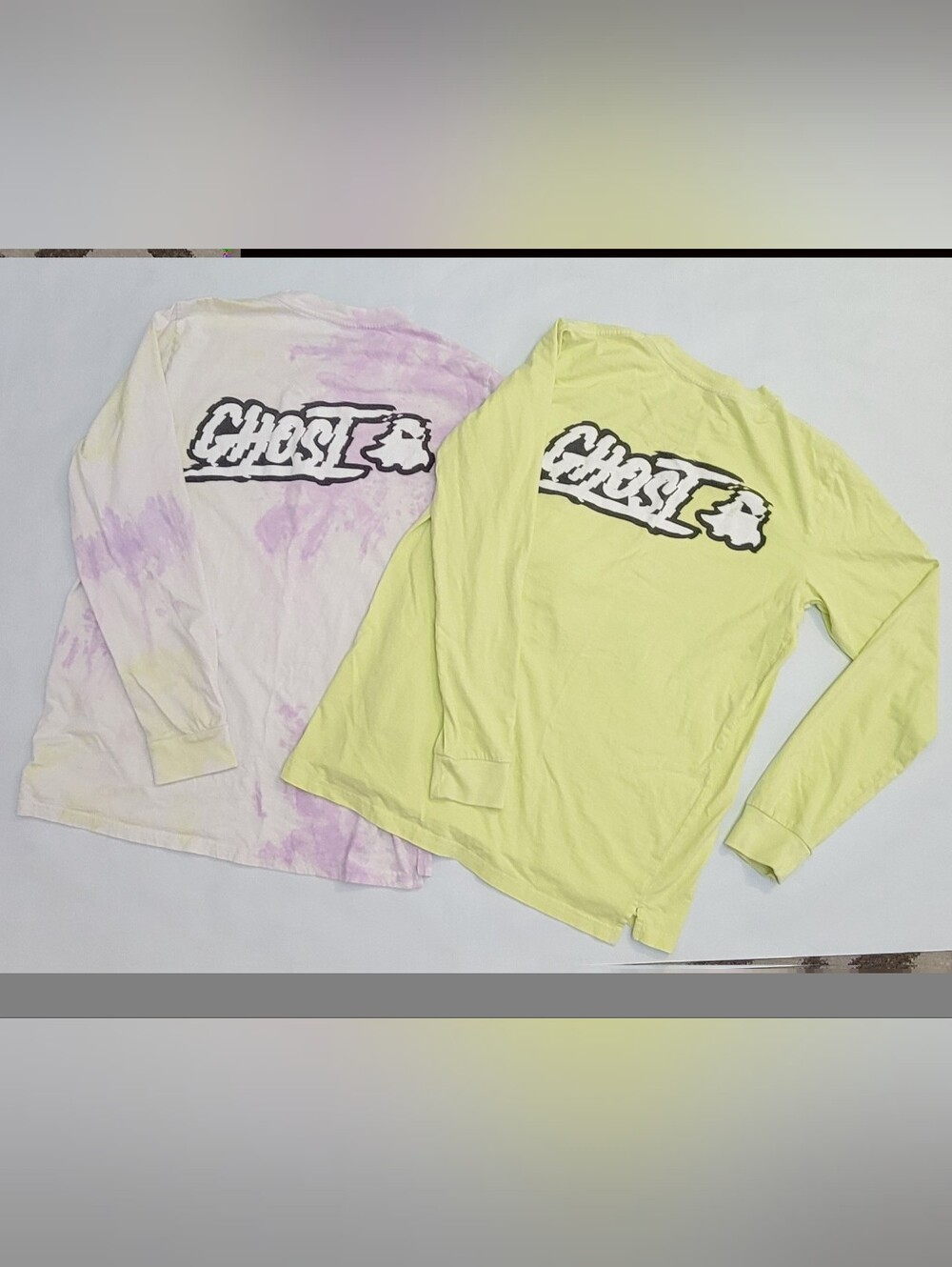 2 Ghost Energy Drink Ghost T Shirt Men's Neon Green-Tie dye Long Sleeve Size Lg